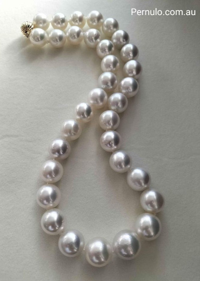 11.9-14.3mm Genuine south sea white pearls classic necklace