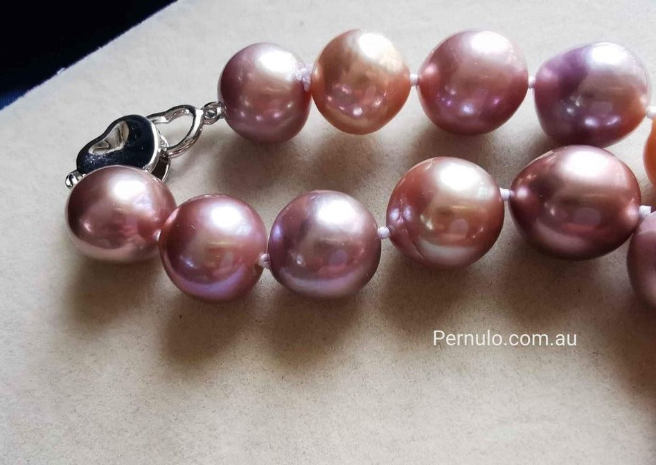 11.1-13.5mm Genuine freshwater pearls 'Rainbow' necklace