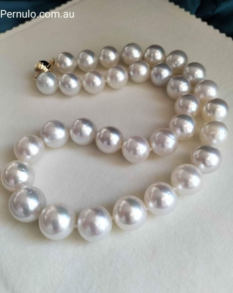 11.9-14.3mm Genuine south sea white pearls classic necklace