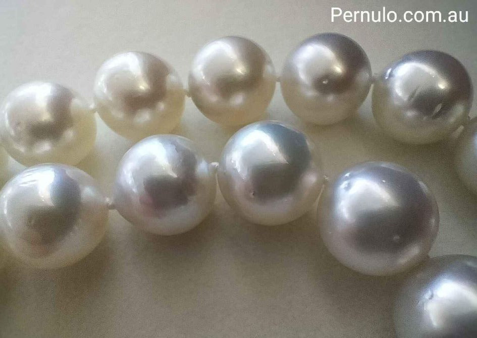 11.9-14.3mm Genuine south sea white pearls classic necklace