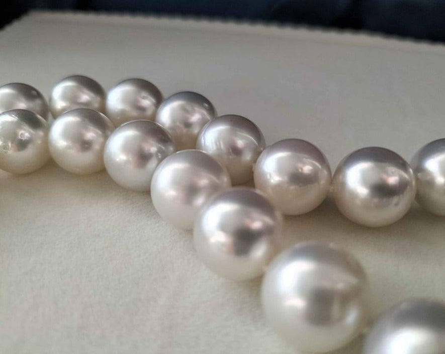 11.9-14.3mm Genuine south sea white pearls classic necklace