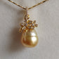 'Golden gourd' Pendant genuine golden south sea pearl 11.5mm vermeil/silver
