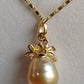 'Golden gourd' Pendant genuine golden south sea pearl 11.5mm vermeil/silver