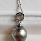 11.7mm Genuine Tahitian sea pearl flower pendant silver