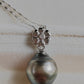 11.7mm Genuine Tahitian sea pearl flower pendant silver
