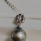 11.7mm Genuine Tahitian sea pearl flower pendant silver