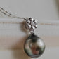 11.7mm Genuine Tahitian sea pearl flower pendant silver