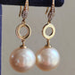 'Dry roses' 18k gold diamond earrings genuine south sea white pearls 11.5mm