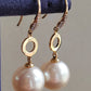 'Dry roses' 18k gold diamond earrings genuine south sea white pearls 11.5mm