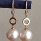 'Dry roses' 18k gold diamond earrings genuine south sea white pearls 11.5mm