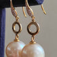 'Dry roses' 18k gold diamond earrings genuine south sea white pearls 11.5mm