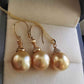 14K gold 10.1mm genuine south sea golden pearls earrings