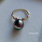 'Rosée' ring 14k gold genuine tahitian south sea pearl 10.5mm size P