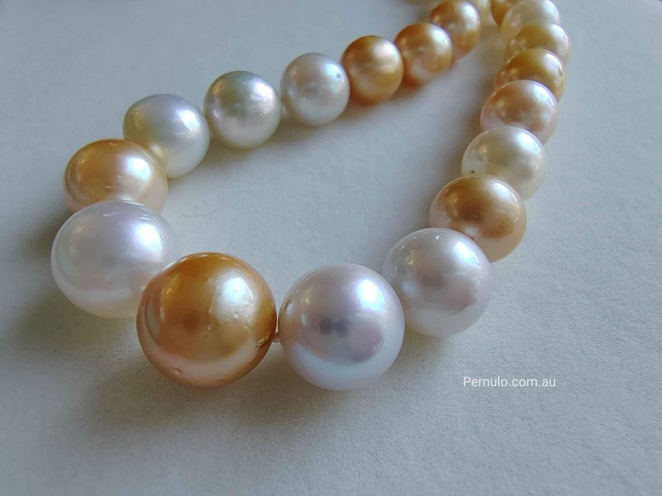 9-14mm Genuine south sea pearls classic graduate necklace