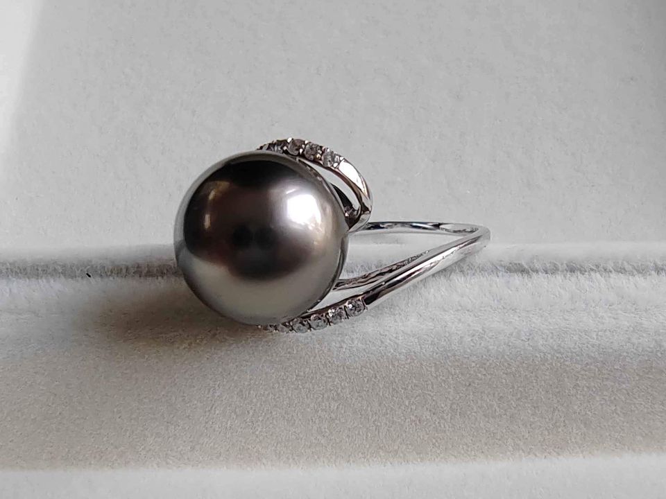 11.5mm Genuine tahitian south sea pearl 14k white gold