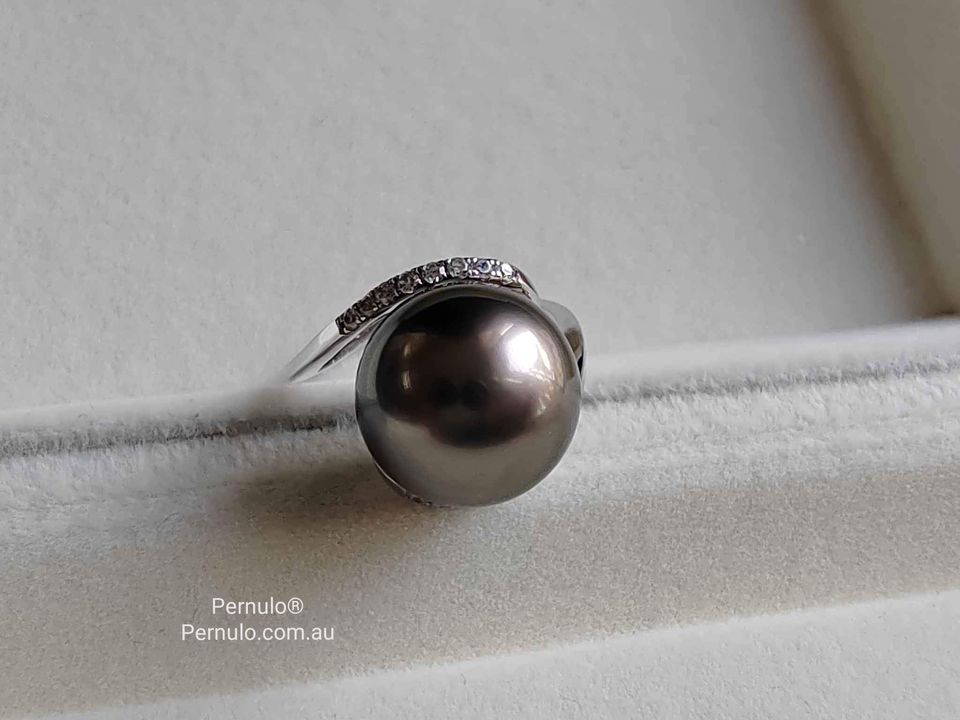 11.5mm Genuine tahitian south sea pearl 14k white gold