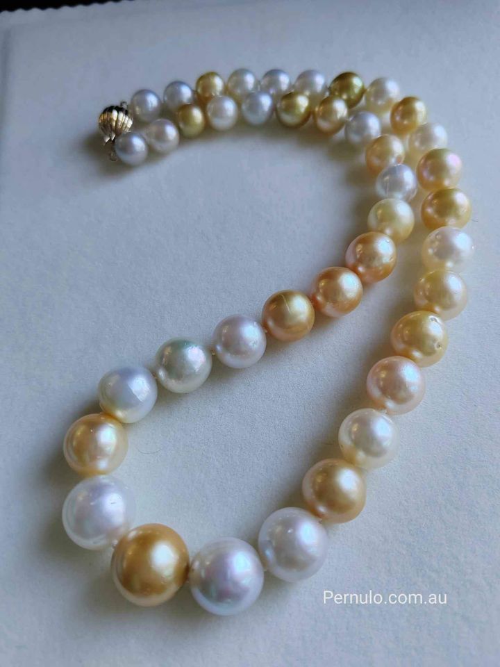 9-14mm Genuine south sea pearls classic graduate necklace