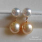 'Double Beauté' 18k gold diamond earrings genuine south sea pearls 8.7-11mm