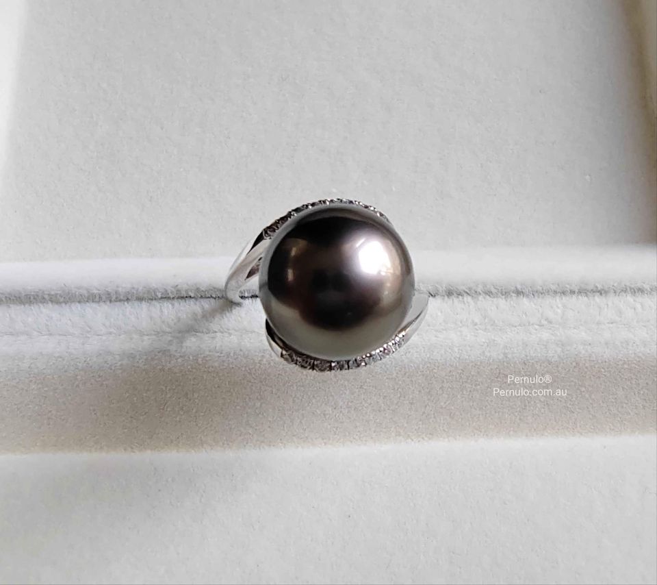 11.5mm Genuine tahitian south sea pearl 14k white gold