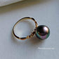 'Rosée' ring 14k gold genuine tahitian south sea pearl 10.5mm size P