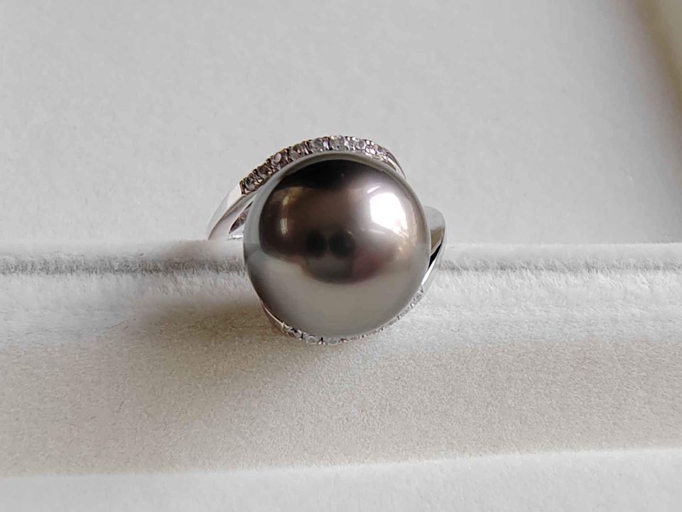 11.5mm Genuine tahitian south sea pearl 14k white gold