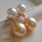 'Double Beauté' 18k gold diamond earrings genuine south sea pearls 8.7-11mm