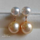 'Double Beauté' 18k gold diamond earrings genuine south sea pearls 8.7-11mm