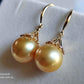 'Fireworks' 18k gold diamond earrings genuine golden south sea pearls 12.4mm AAAA
