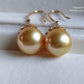 'Fireworks' 18k gold diamond earrings genuine golden south sea pearls 12.4mm AAAA
