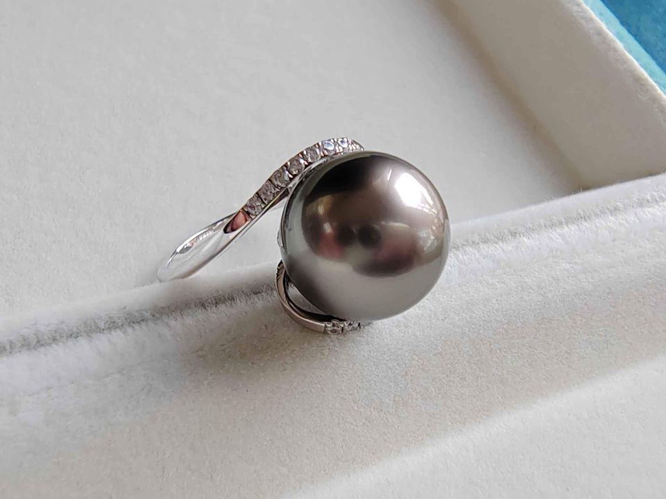 11.5mm Genuine tahitian south sea pearl 14k white gold