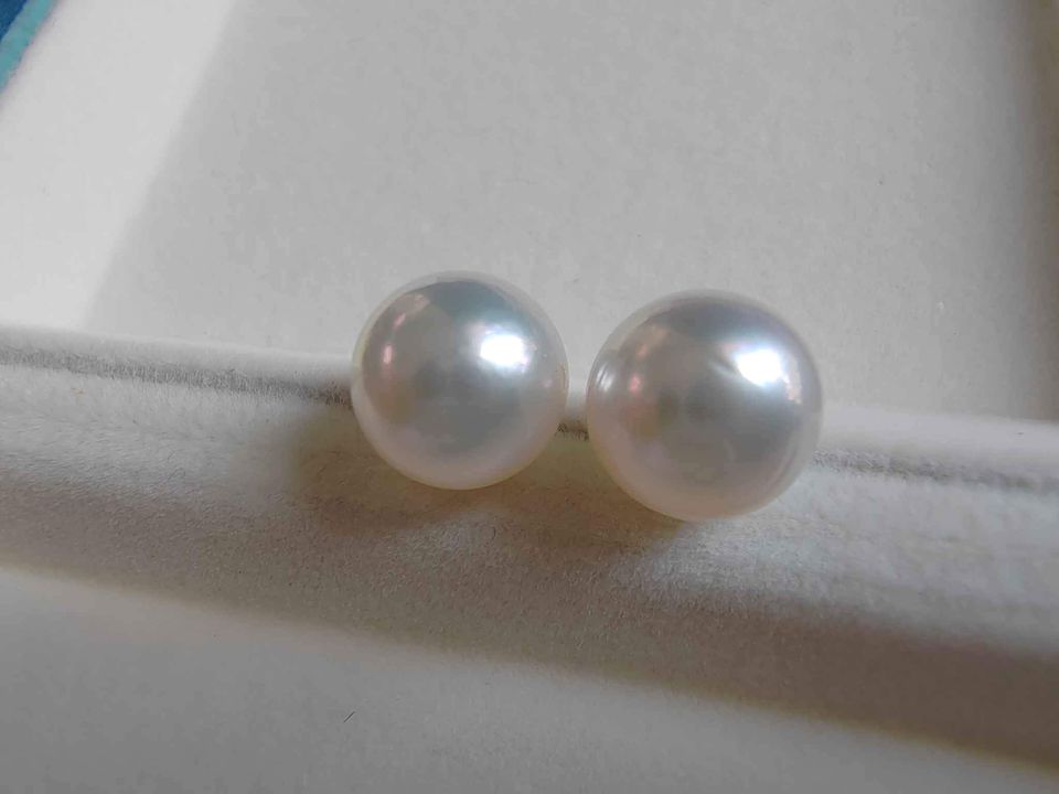 11. 2mm Genuine south sea white pearls classic 14k gold earrings studs