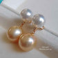 'Double Beauté' 18k gold diamond earrings genuine south sea pearls 8.7-11mm