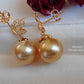 'Dream' 18k gold earrings genuine golden south sea pearls 10.1mm AAAA