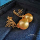 'Dream' 18k gold earrings genuine golden south sea pearls 10.1mm AAAA
