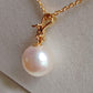 10mm Genuine Japanese akoya pearl classic 18k gold diamond pendant
