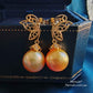 'Dream' 18k gold earrings genuine golden south sea pearls 10.1mm AAAA