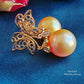 'Dream' 18k gold earrings genuine golden south sea pearls 10.1mm AAAA
