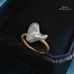 'L'amour Vrai' 18k gold ring genuine south sea white Keshi pearl 12.5x11.8mm