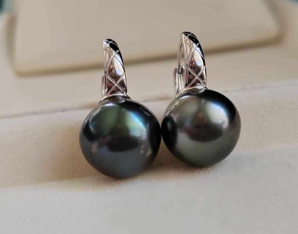 12.1mm Genuine tahitian south sea pearls classic earrings