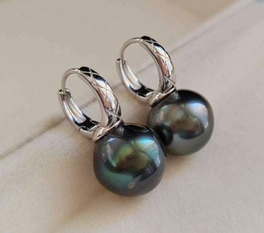 12.1mm Genuine tahitian south sea pearls classic earrings