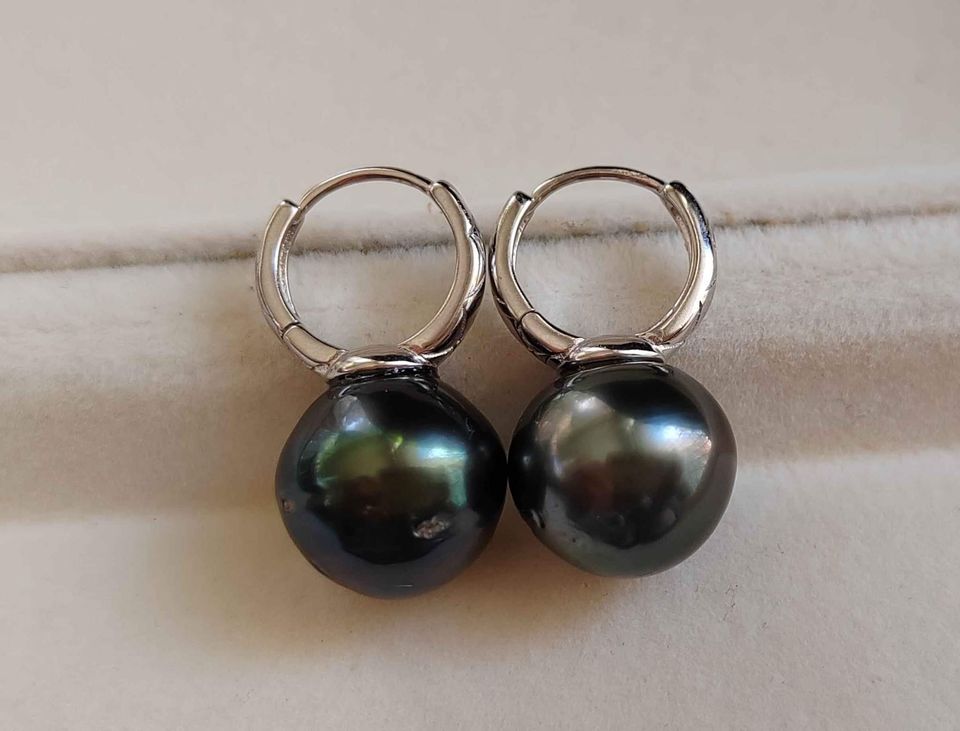 12.1mm Genuine tahitian south sea pearls classic earrings