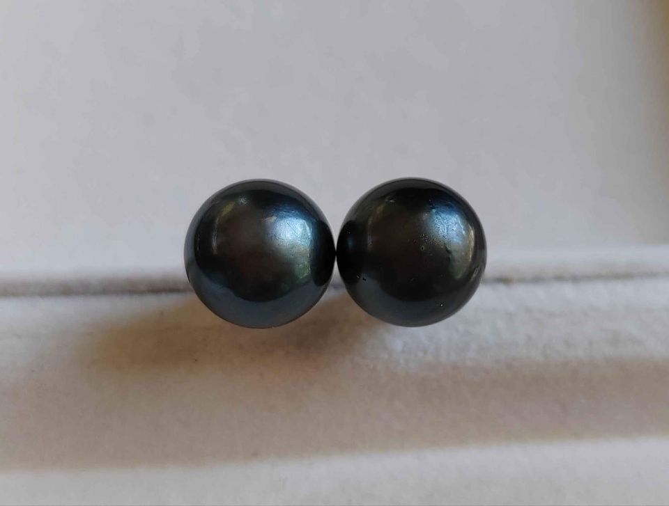 11.5mm Genuine tahitian south sea round pearl classic earrings studs