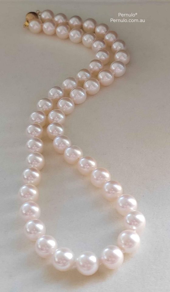 8.5-9mm Genuine Japanese akoya round pearls classic 14k gold necklace