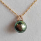 'Pistachio' 18k gold pendant genuine tahitian south sea pearl 11.1mm