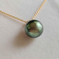 'Pistachio' 18k gold pendant genuine tahitian south sea pearl 11.1mm
