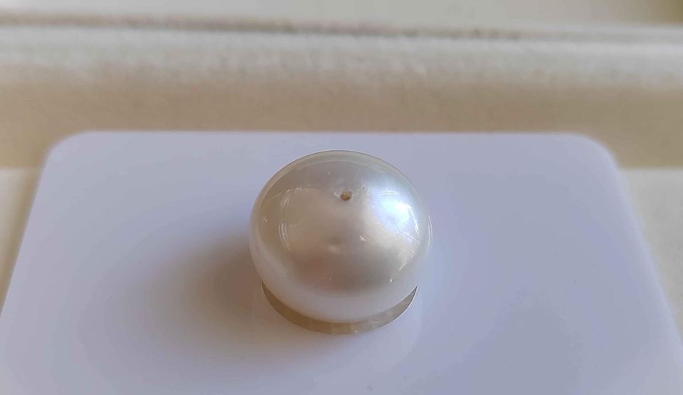 13.7mm Genuine south sea white pearl button loose pearl