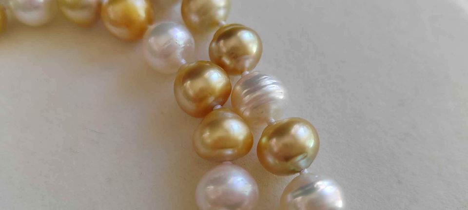 8.3-11.5mm Genuine south sea pearls classic necklace 14k white gold