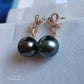 'Élégant' earrings 14k gold genuine tahitian south sea pearls 10mm