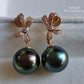 'Élégant' earrings 14k gold genuine tahitian south sea pearls 10mm