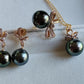 'Élégant' earrings 14k gold genuine tahitian south sea pearls 10mm